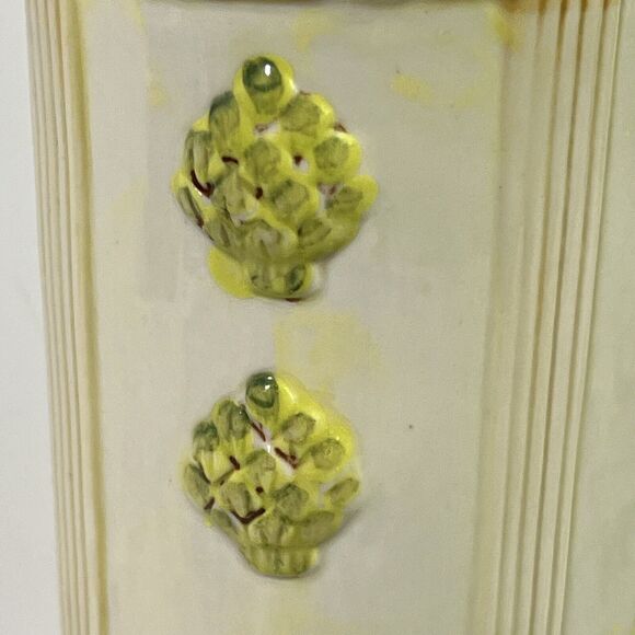 VTG 90s Italian Mediterranean Artichokes Ceramic Tall Pasta Canister Keeper - Picture 12 of 17